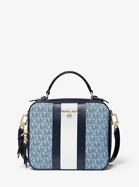 michael kors jet set blue stripe|Jet Set Medium Logo Stripe Crossbody Bag .